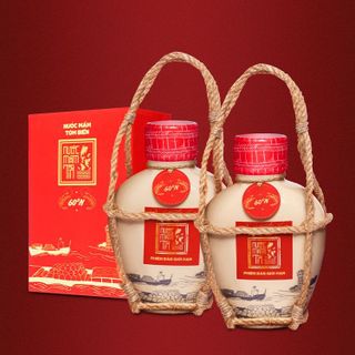 [Tặng 1 Kiết Thành] COMBO 2 BÌNH GỐM Nước mắm Tôm Biển Truyền Thống CAO CẤP 60N đạm - Nước mắm Tĩn - 500ml/bình Thơm Ngon Hảo Hạng