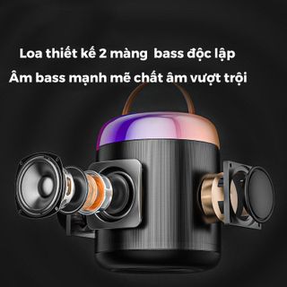 Loa Bluetooth Mini Karaoke Kèm Mic Y2 - 2 Màng Bass Cực Căng - Công Suất 8w