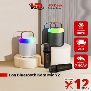 Loa Bluetooth Mini Karaoke Kèm Mic Y2 - 2 Màng Bass Cực Căng - Nhiều Chế Độ Hát - Công Suất 8w giá sỉ