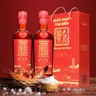 [Tặng 1 Kiết Thành] COMBO 2 CHAI NƯỚC MẮM TĨN TÔM BIỂN HỒNG NGỌC ĐẠI DƯƠNG ĐỘ ĐẠM 45N 500ML - NƯỚC MẮM TĨN