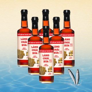[Tặng 1 nước tương 125ml] COMBO 6 CHAI NƯỚC MẮM NHỈ XUẤT KHẨU TRUYỀN THỐNG NHÃN ĐỎ 30 ĐỘ ĐẠM 500ML - LÀNG CHÀI XƯA