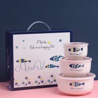 Bát sứ cao cấp 3 món có nắp đậy