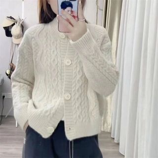 ÁO CARDIGAN LEN VẶN THỪNG KHUY TO 4 MÀU DÀY DẶN V37 - WINNIE HOUSE