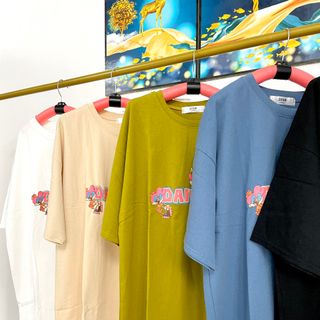 Áo thun cotton khô form rộng freesize tay lỡ in chữ đơn giản sẵn hàng sll-Thu