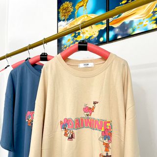 Áo thun cotton khô form rộng freesize tay lỡ in chữ đơn giản sẵn hàng sll-Thu