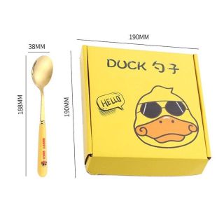 Set 6 cái muỗng inox hình vịt con màu vàng đáng yêu