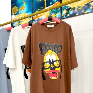 Áo thun form rộng tay lỡ nữ 3158 cổ tròn in hình chú chó giá rẻ unisex freesize nhiều màu siêu hot giá sỉ số lượng lớn-Thu
