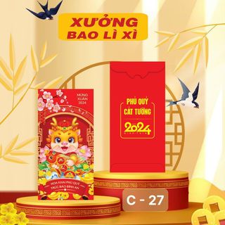 Bao lì xì đỏ truyền thống năm 2024 giáp thìn may mắn tài lộc-Thu