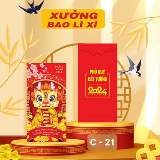 Bao lì xì đỏ truyền thống năm 2024 giáp thìn may mắn tài lộc-Thu