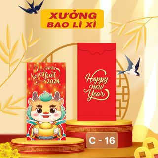 Bao lì xì đỏ truyền thống năm 2024 giáp thìn may mắn tài lộc-Thu