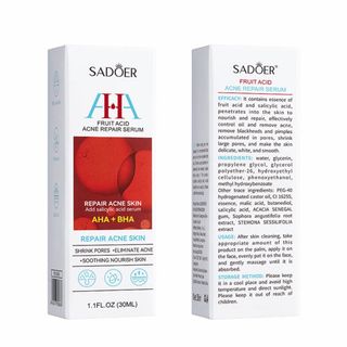 Tinh chất serum mụn AHA+BHA thu nhỏ lỗ chân lông làm sáng 30ml SADOER