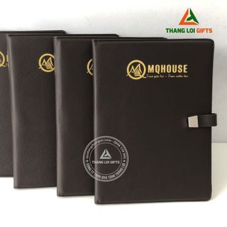 Bìa Trình Ký Da Màu Nâu – Ép Kim Màu Vàng Logo Doanh Nghiệp MQHOUSE