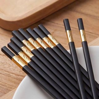 Hộp 10 đôi đũa mạ vàng 27cm Hàn Quốc giá buôn sỉ