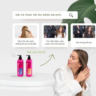 Bộ Đôi Dầu Gội, Dầu Xả Phục Hồi Đa Năng Delofil 500ml