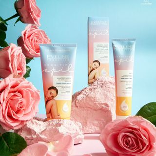 Kem tẩy lông Mặt, Body và Bikini Eveline Sensitiv Epil chiết xuất hoa hồng cho da nhạy cảm 125ML