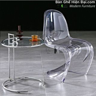 Bộ bàn tròn chụp ảnh studio mặt kính ghế chân quỳ trong suốt hiện đại nhập khẩu HCM TS0953-05G Panton-PC