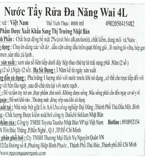 Nước Tẩy Rửa Đa Năng Wai Rookie V Gas 4L