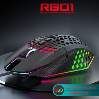 CHUỘT GAMING RAINBOW GEAR R801 8000DPI CHUỘT LỔ LED RGB MACRO