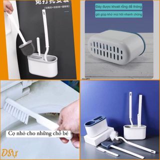 Bộ 3 món bàn chải Sillicon chà bồn cầu, vệ sinh nhà tắm