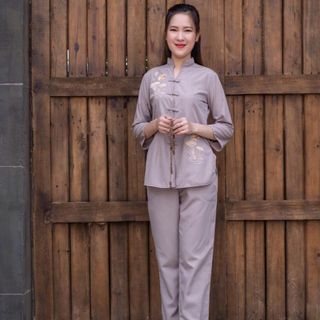 Đồ Lam Đi Chùa, Mẫu Cổ Tàu Cổ Điển Sang Trọng Chất Vải KATE Thoáng Mát - M 128