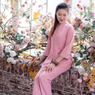 Đồ Lam Đi Chùa, Mẫu Cổ Tàu Cổ Điển Sang Trọng Chất Vải KATE Thoáng Mát - M 128