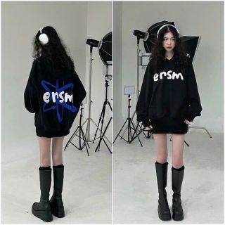Áo hoodie ERSM in nổi nón 2 lớp cải chính tay phồng. Giá sỉ - giá bán buôn