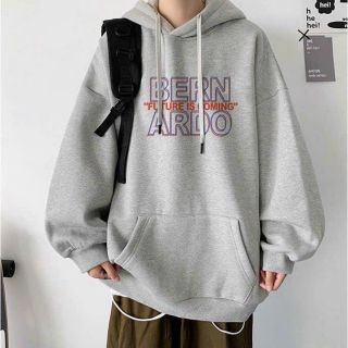 Áo hoodie BERNARDO tay phồng from rộng nón 2 lớp vải chính in chữ nổi. Giá sỉ - giá bán buôn