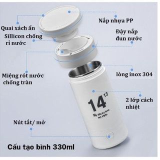 Bình đun nước siêu tốc mini du lịch bình nước bệnh viện đa năng 330ml 500ml tự ngắt khi sôi (Tặng kèm phích cắm)