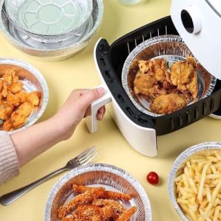 Set 10 Khay Giấy Bạc Lót Nồi Chiên Không Dầu, Đĩa Nhôm, đĩa giấy bạc 22cm