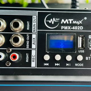 Bàn Mixer Mini Liền Công Suất Lớn MTMAX PMX 402D - Bàn Trộn Chính Hãng 4 Kênh Micro 2 Đầu Ra 600W 16 Hiệu Ứng DSP 48V Phantom Cho Micro Thu Âm Hỗ Trợ Kết Nối Bluetooth USB Thẻ Nhớ Bảo Hành 12 Tháng