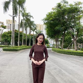 Đồ Lam Đi Chùa Nữ, Mẫu Cổ Tròn Thêu Hoa Sang Trọng Chất Vải KATE Thoáng Mát - M 141