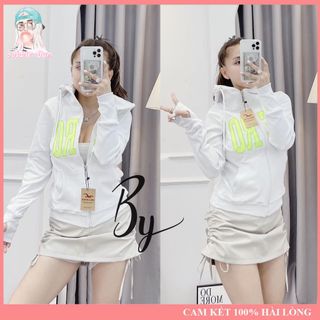 Áo Khoác Nữ Thêu Chữ Aero Chất Liệu Thun Gân 4 Túi Freesize Dưới 60kg Bubble Gum