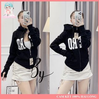 Áo Khoác Nữ Thêu Chữ Aero Chất Liệu Thun Gân 4 Túi Freesize Dưới 60kg Bubble Gum
