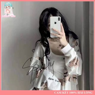 Áo Khoác Hoạ Tiết Gấu In 3D Chất Liệu Thun Nỉ Mỏng Cao Cấp Freesize Dưới 68Kg BUBBLE GUM STUDIO