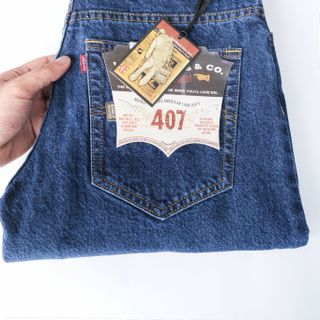 Quần Jeans Nam dài 407,dáng suông rộng classic