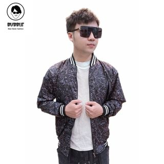 Áo Khoác Nam Bomber In Hoạ Tiết Chất Liệu Dù Cao Cấp 2 Lớp VNXK BUBBLE GUM