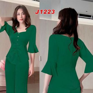Set nguyên bộ quần dài ống suông áo tay loe cách điệu xinh xắn