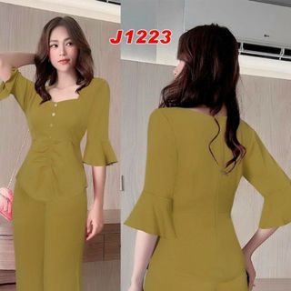 Set nguyên bộ quần dài ống suông áo tay loe cách điệu xinh xắn