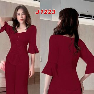 Set nguyên bộ quần dài ống suông áo tay loe cách điệu xinh xắn