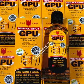 Dầu xoa bóp từ gừng, xả GPU Liniment Oil 60ml Indonesia- Giảm đau cơ, massage thư giản giá sỉ