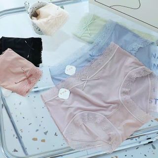 Quần lót nữ viền ren vải su nhiều màu freesize mềm mát kháng khuẩn