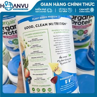 Bột Protein Orgain Organic Protein 50 Superfoods Plant Vanilla (1.22kg) - Hương Vani