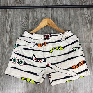 Quần đùi ngủ nam thun cotton họa tiết mặc cực mát