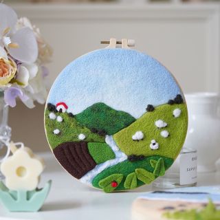 Bộ Quà Tặng Tranh Thủ Công Đan Len Nỉ 3D handmade Sáng Tạo, Mới Lạ, Độc Đáo 20*20cm  ( kèm phụ kiện kim,len,mút,khung ) Hàng, Giá Tận Xưởng )
