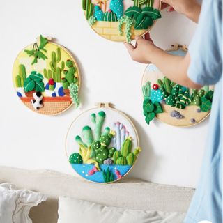 Bộ Quà Tặng Tranh Thủ Công Đan Len Nỉ 3D handmade Sáng Tạo, Mới Lạ, Độc Đáo 20*20cm  ( kèm phụ kiện kim,len,mút,khung ) Hàng, Giá Tận Xưởng )