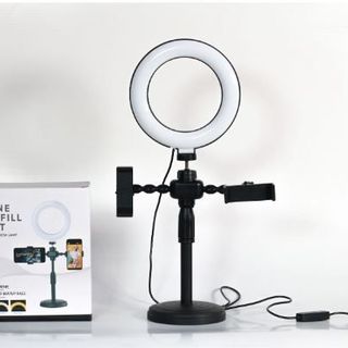ĐÈN LIVESTREAM 16CM 2 KHUNG KẸP ĐIỆN THOẠI