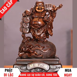 Tượng Phật Di Lặc Đứng Trên Bao Tiền Trang Trí Phong Thủy Cao 23cm giá sỉ