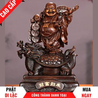 Tượng Phật Di Lặc Cưỡi Long Quy Trang Trí Phong Thủy Cao 23cm giá sỉ