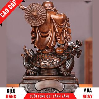 Tượng Phật Di Lặc Cưỡi Long Quy Trang Trí Phong Thủy Cao 23cm