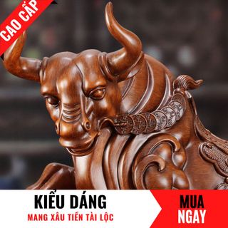 Tượng Trâu Con Giáp Tài Lộc Trang Trí Phong Thủy Cao 26cm